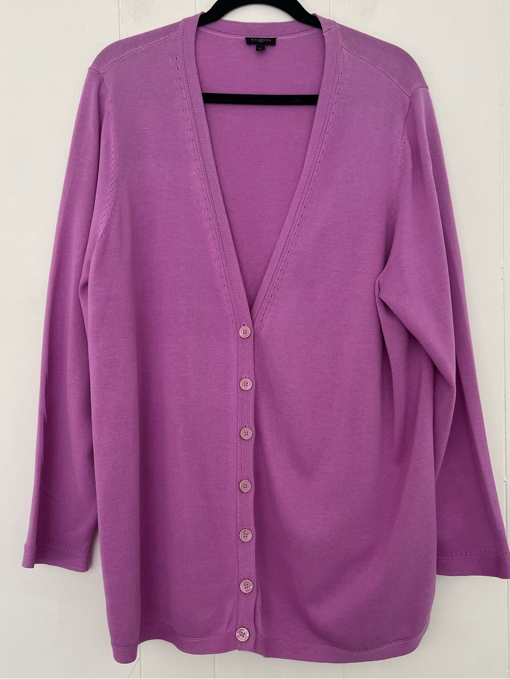 Talbots Plus Purple V-Neck Button Front Cardigan Sweater Size 2X